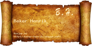 Beker Henrik névjegykártya
